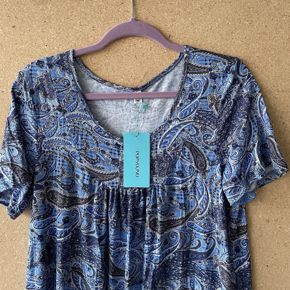 Women's shirt - Paisley Print - Size XL - New Blue Western Y2K - Picture 3 of 9